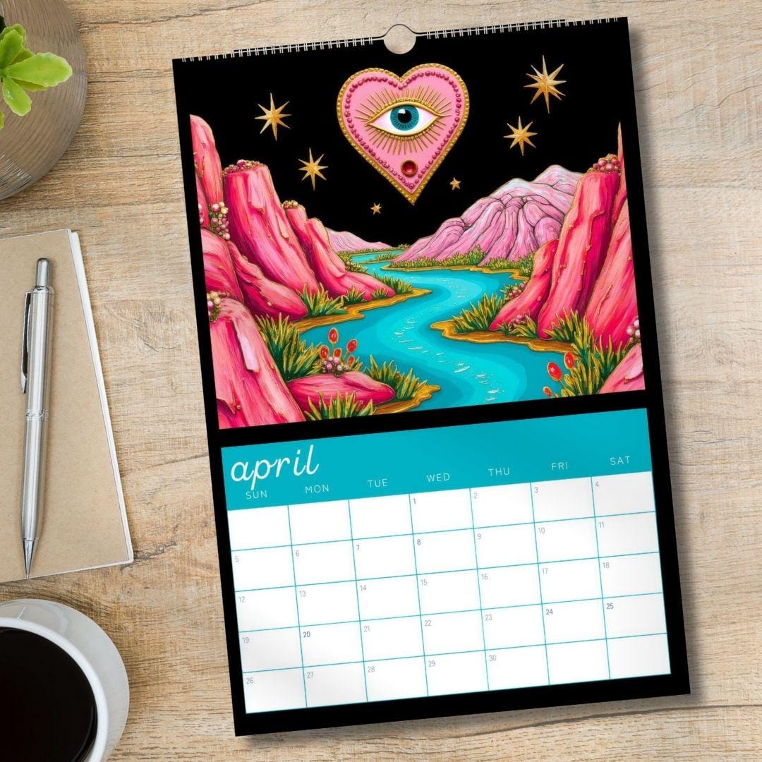 Surreal 2026 Wall Calendar: Sacred Hearts and Golden Eyes