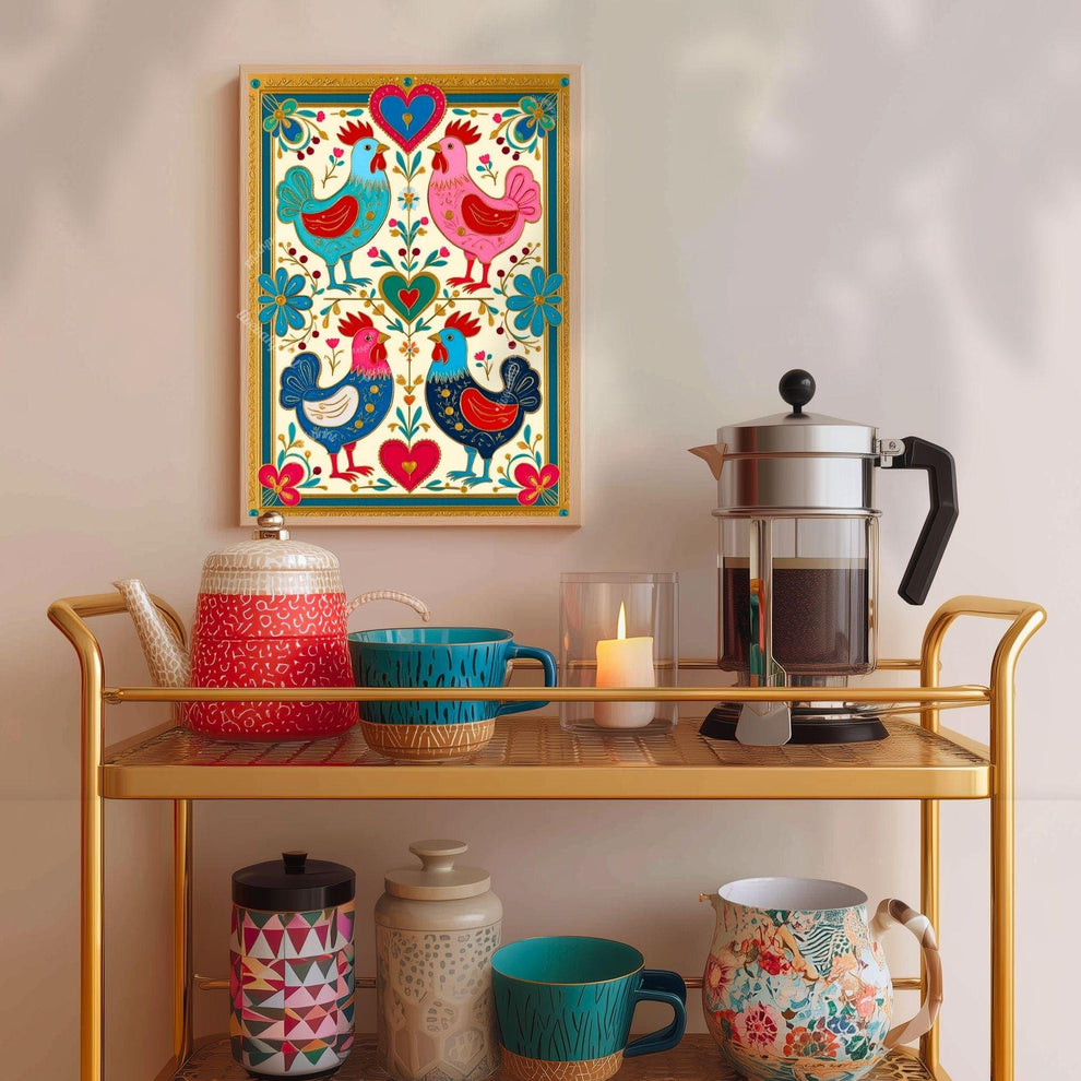 Scandi Boho Rooster Art Print