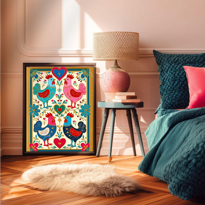 Scandi Boho Rooster Art Print
