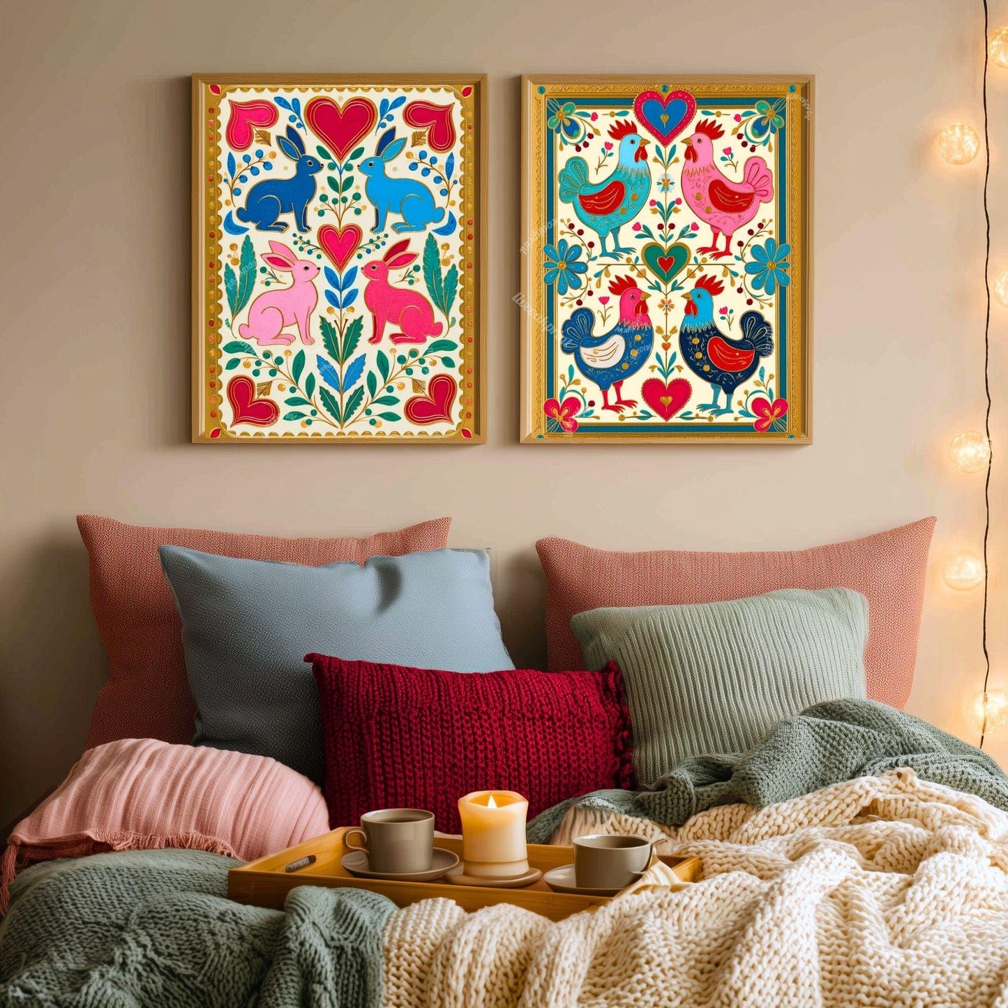 Scandi Boho Rooster Art Print