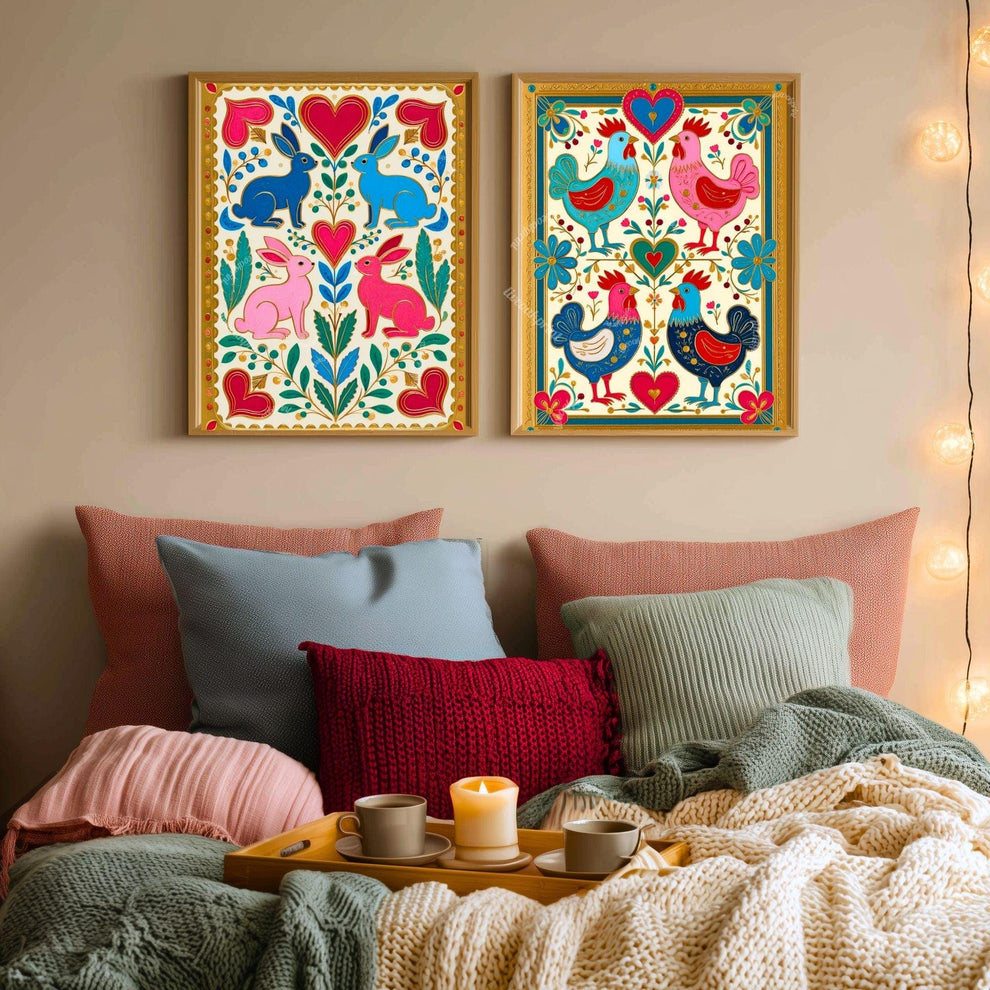 Scandi Boho Rooster Art Print