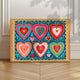 Scandi Hearts Wall Art  – Horizontal Scandinavian Boho Art Colorful Nordic Heart Print Hygge Home Decor Over The Couch Living Room Print
