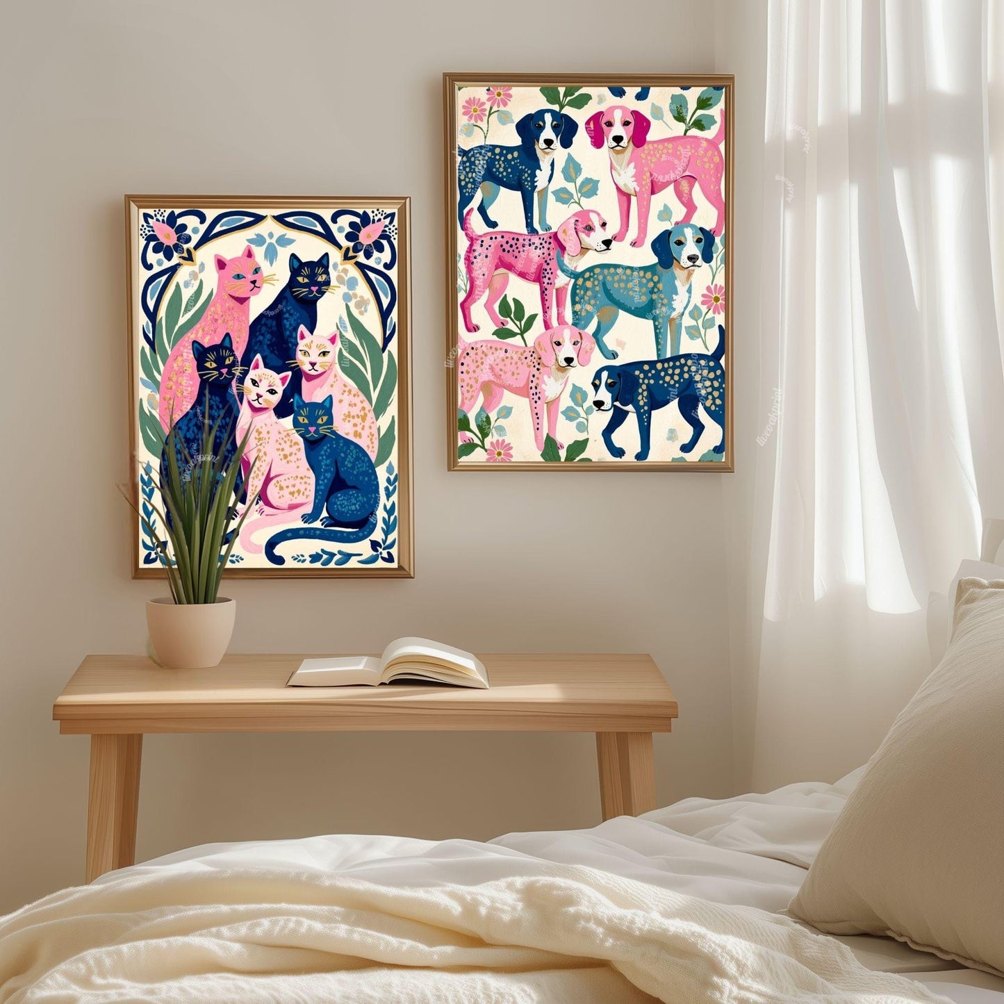 Colorful Beagle Art Print | Beagle Gift Idea Whimsical Dog Wall Art Gift for Dog Lovers | Modern Maximalist Pet Decor | Framed or Unframed