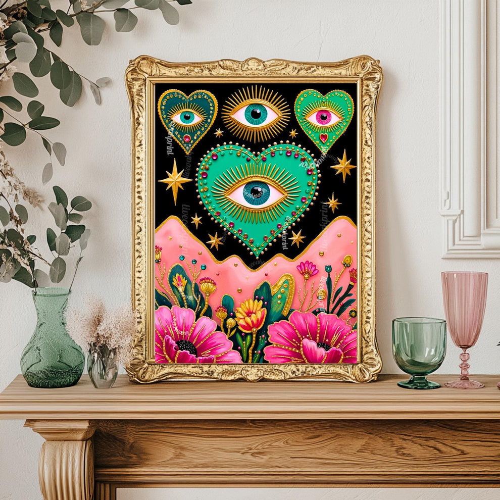 Celestial Heart and Mountains Art Print