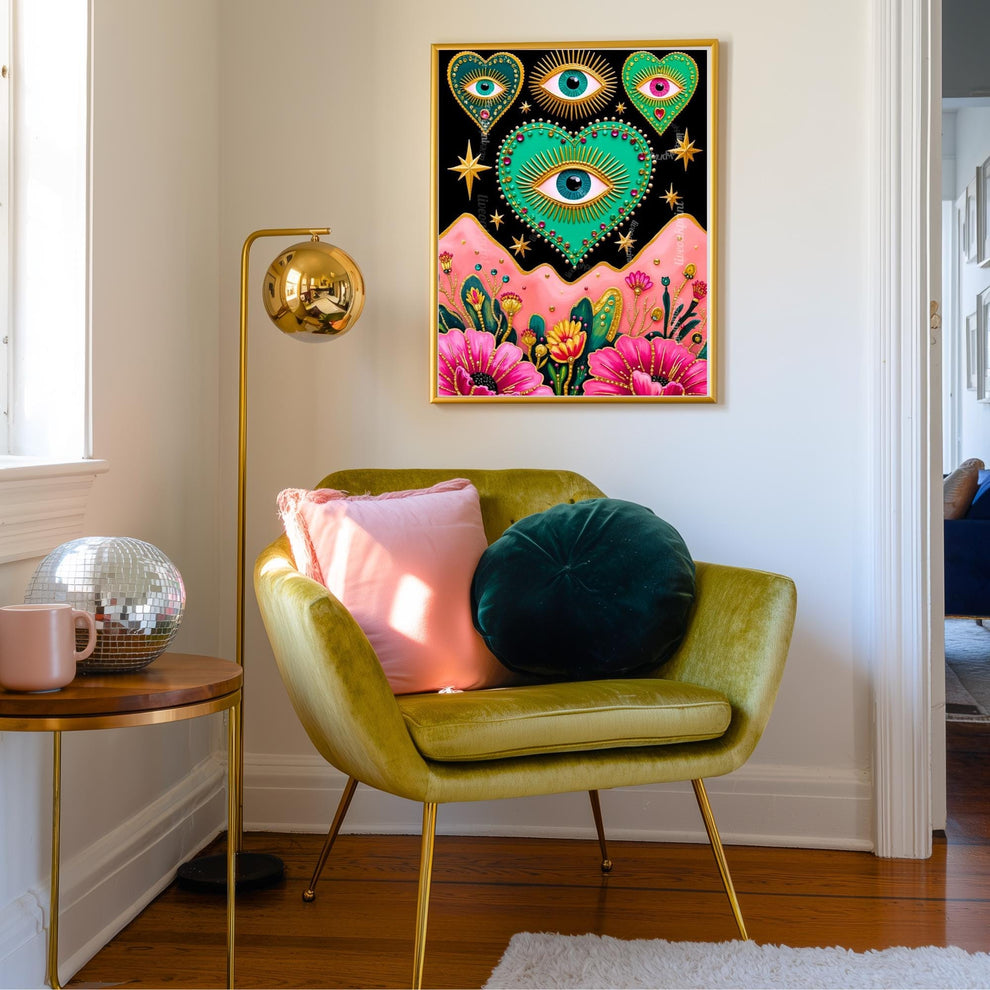 Celestial Heart and Mountains Art Print