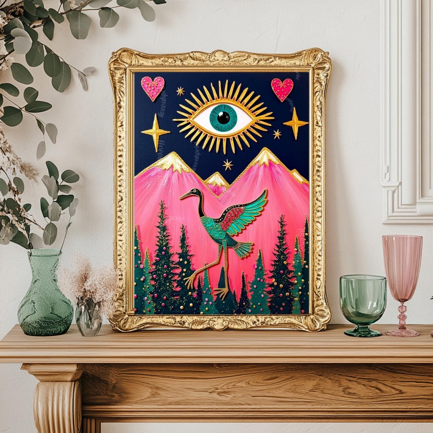 Surreal Crane Art Print