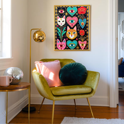 Witchy Cats and Sacred Hearts Art Print