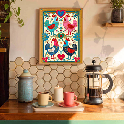 Scandi Boho Rooster Art Print