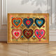 Folk Art Heart Wall Print – Horizontal Artwork For Over The Bed Landscape Boho Gold Print