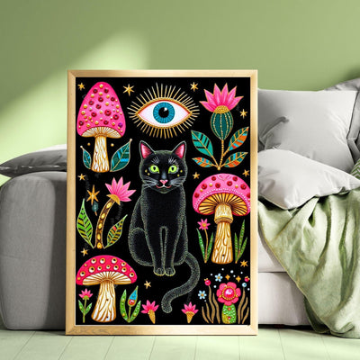 Mushroom Cat Art Print