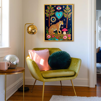 Enchanted Leopard Wall Art - Maximalist Surreal Decor For Living Room or Bedroom Boho