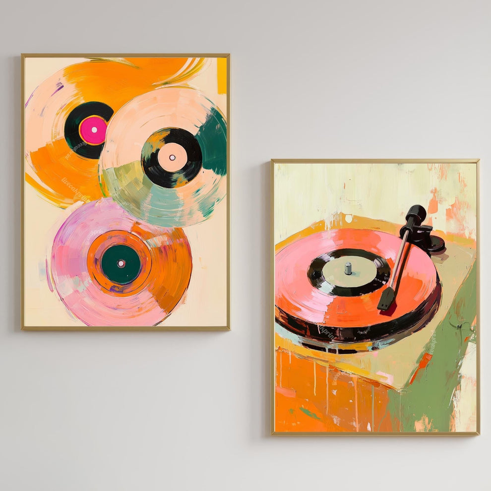 Retro Record Player and Vinyl Records