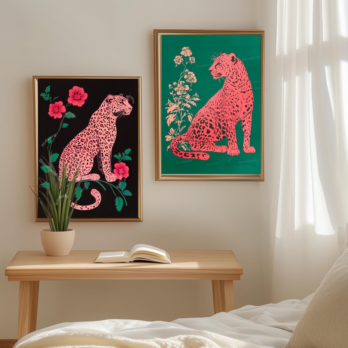 Bold Maximalist Leopard Print : Pink and Green Cheetah Wall Decor