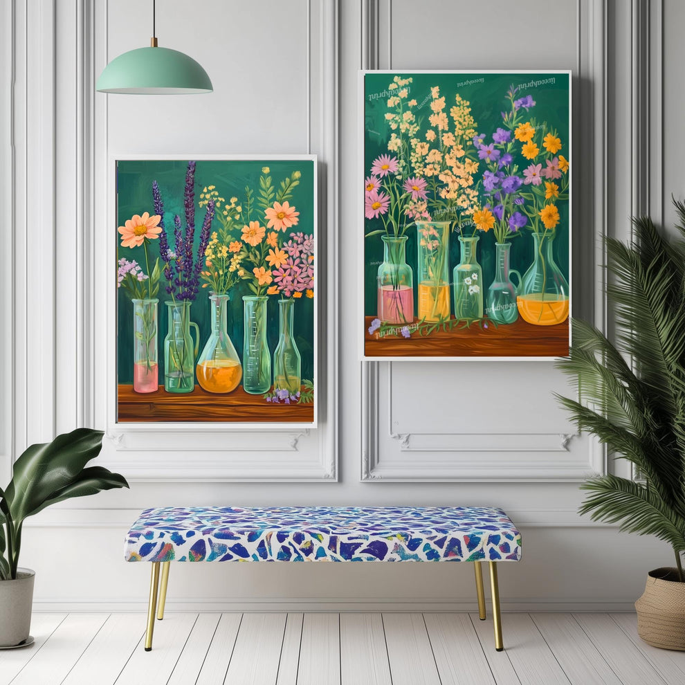 Chemistry Art Prints Set of Two: Science Classroom Wall Art Creative Gift For Scientist