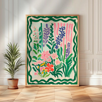 Set of Three Pink and Green Floral Art Prints : Triptych Wall Art Set Boho Dopamine Decor