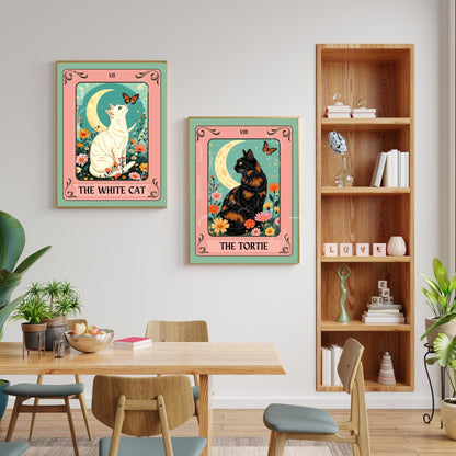The Tortie Tarot Card - Tortoiseshell Cat Wall Decor Tortie Cat Gift Ideas Witchy Cat Wall Decor Cat Moon Print