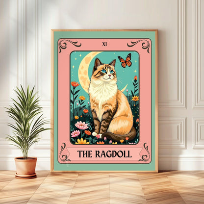 The Ragdoll Cat Tarot Card - Gift For Cat Lovers Ragdoll Wall Art Witchy Cat Wall Decor