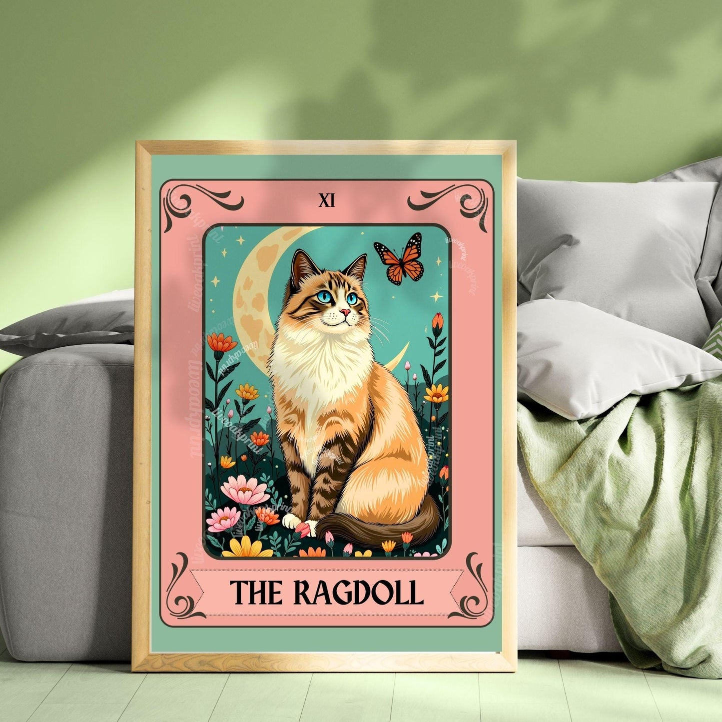 The Ragdoll Cat Tarot Card - Gift For Cat Lovers Ragdoll Wall Art Witchy Cat Wall Decor