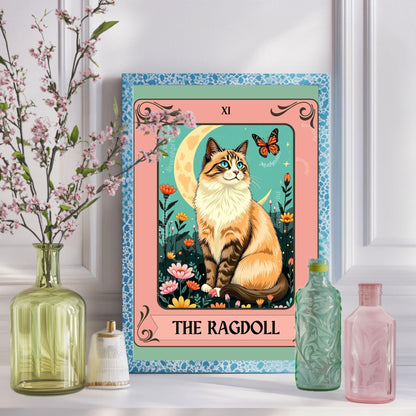 The Ragdoll Cat Tarot Card - Gift For Cat Lovers Ragdoll Wall Art Witchy Cat Wall Decor