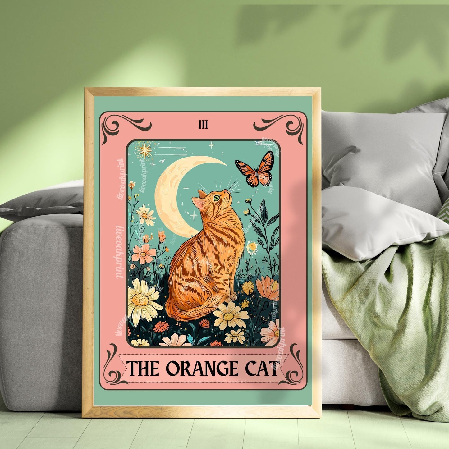 Cat Tarot Wall Art – Unique Cat Lover Gift, Mystical Boho Print Choose Your Cat (Unframed)