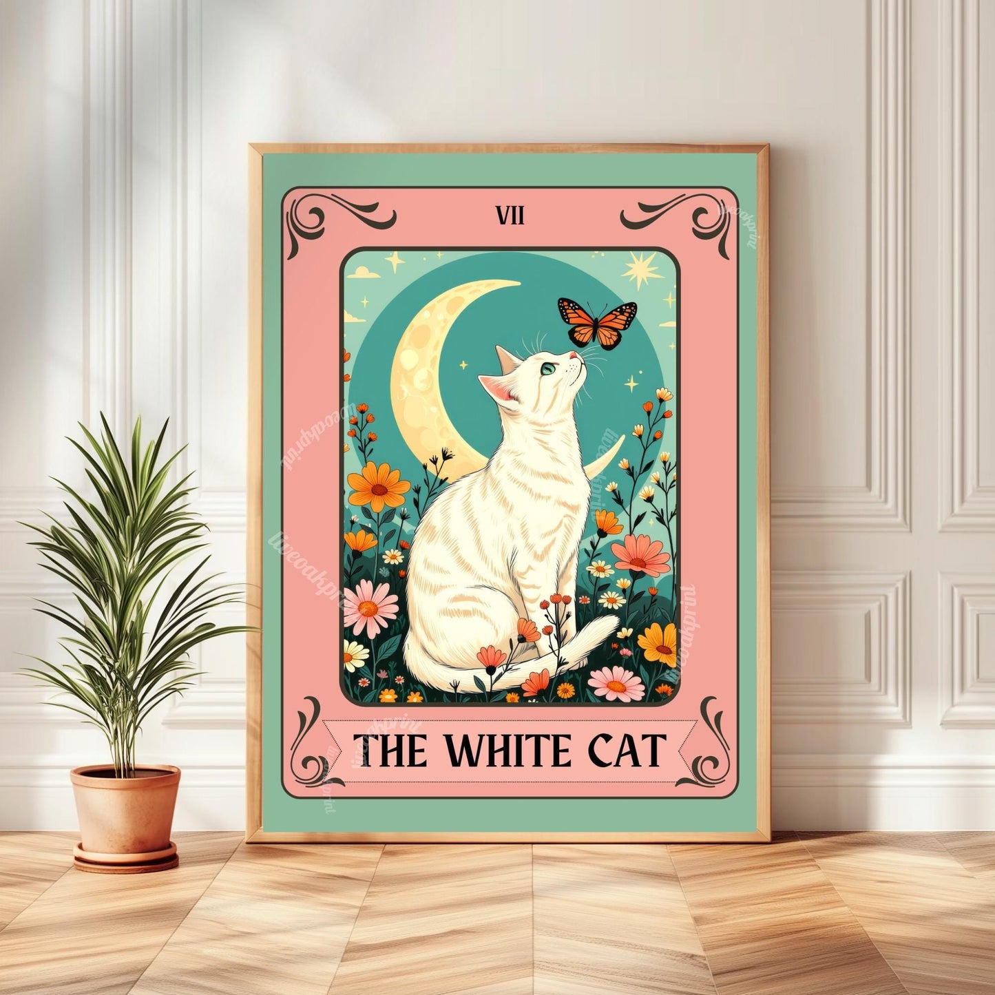 Cat Tarot Wall Art – Unique Cat Lover Gift, Mystical Boho Print Choose Your Cat (Unframed)