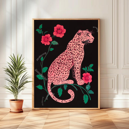 Bold Maximalist Leopard Print : Pink and Green Cheetah Wall Decor