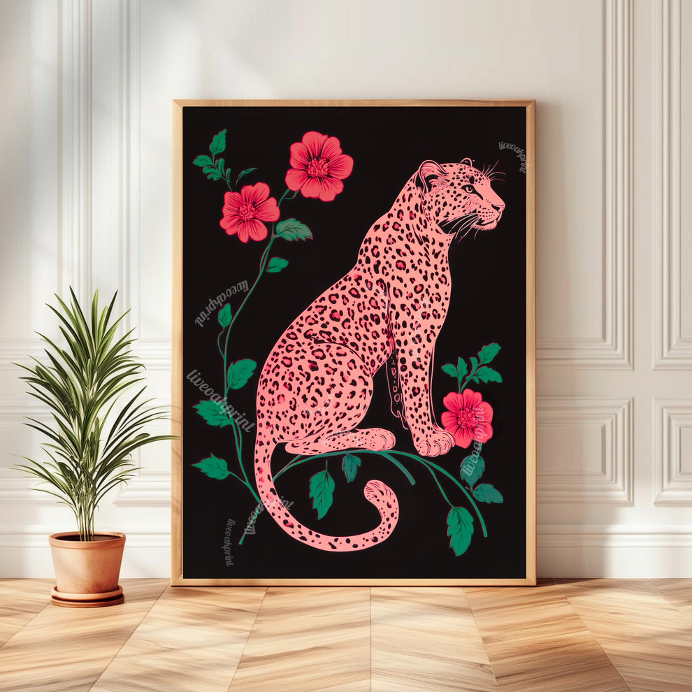 Bold Maximalist Leopard Print : Pink and Green Cheetah Wall Decor