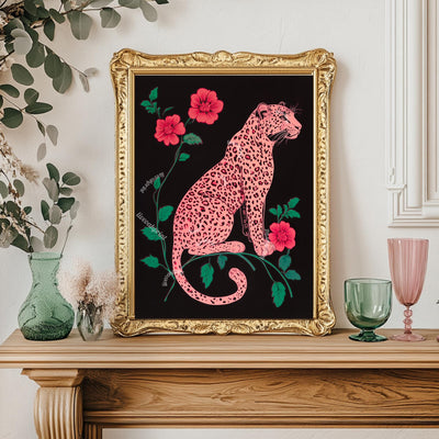 Bold Maximalist Leopard Print : Pink and Green Cheetah Wall Decor