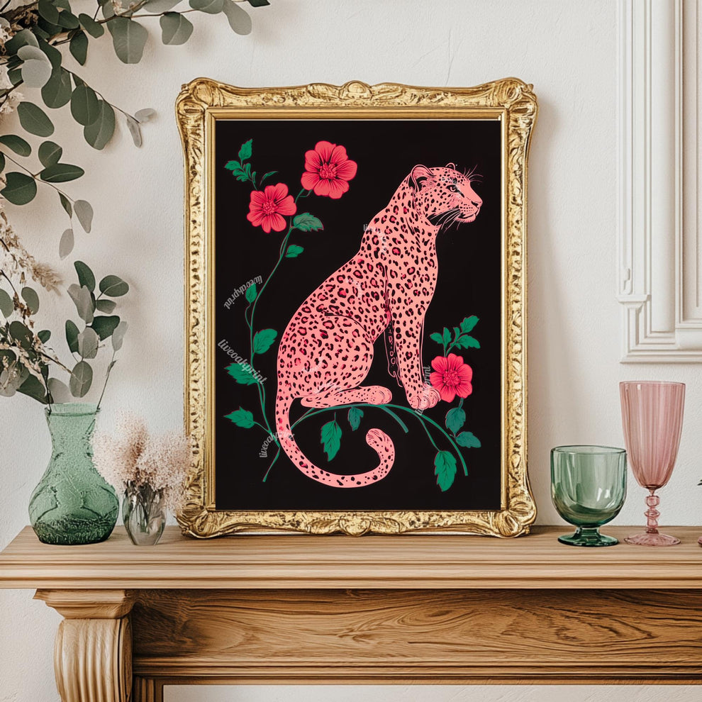 Bold Maximalist Leopard Print : Pink and Green Cheetah Wall Decor