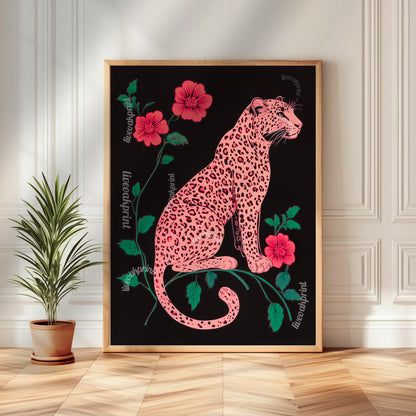Bold Leopard Set Of Three Art Prints: Pink and Green Maximalist Art Trio Set of Prints