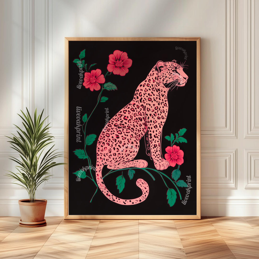 Bold Leopard Set Of Three Art Prints: Pink and Green Maximalist Art Trio Set of Prints