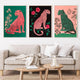 Bold Leopard Set Of Three Art Prints: Pink and Green Maximalist Art Trio Set of Prints