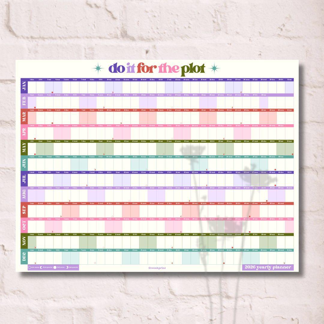 2026 Wall Planner Calendar – One Page Yearly Wall Calendar Poster, Large Year at a Glance Wall Planner