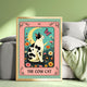 Cow Cat Tarot Card Wall Art – Cow Cat Artwork Black and White Cat Poster Witchy Cat Decor Moo Cat Wall Art Gift Cow Cat Gift Idea