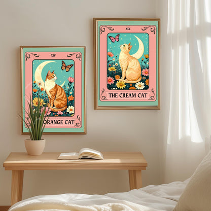 The Cream Cat Tarot Card Print – Buff Cat Wall Decor Light Orange Cat Artwork Cream Cat Gift Ideas