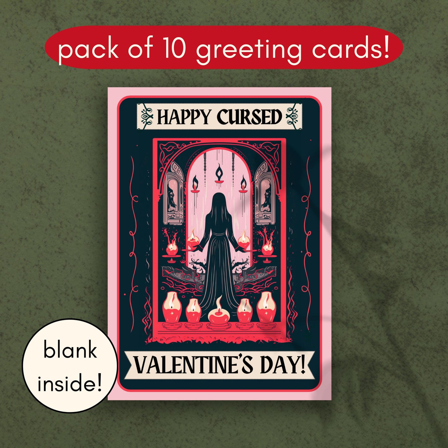 Happy Cursed Valentines Day Greeting Cards - Cursed Valentines For Friends Gothic Valentines Day Cards Pack of 10 (5x7") Cards