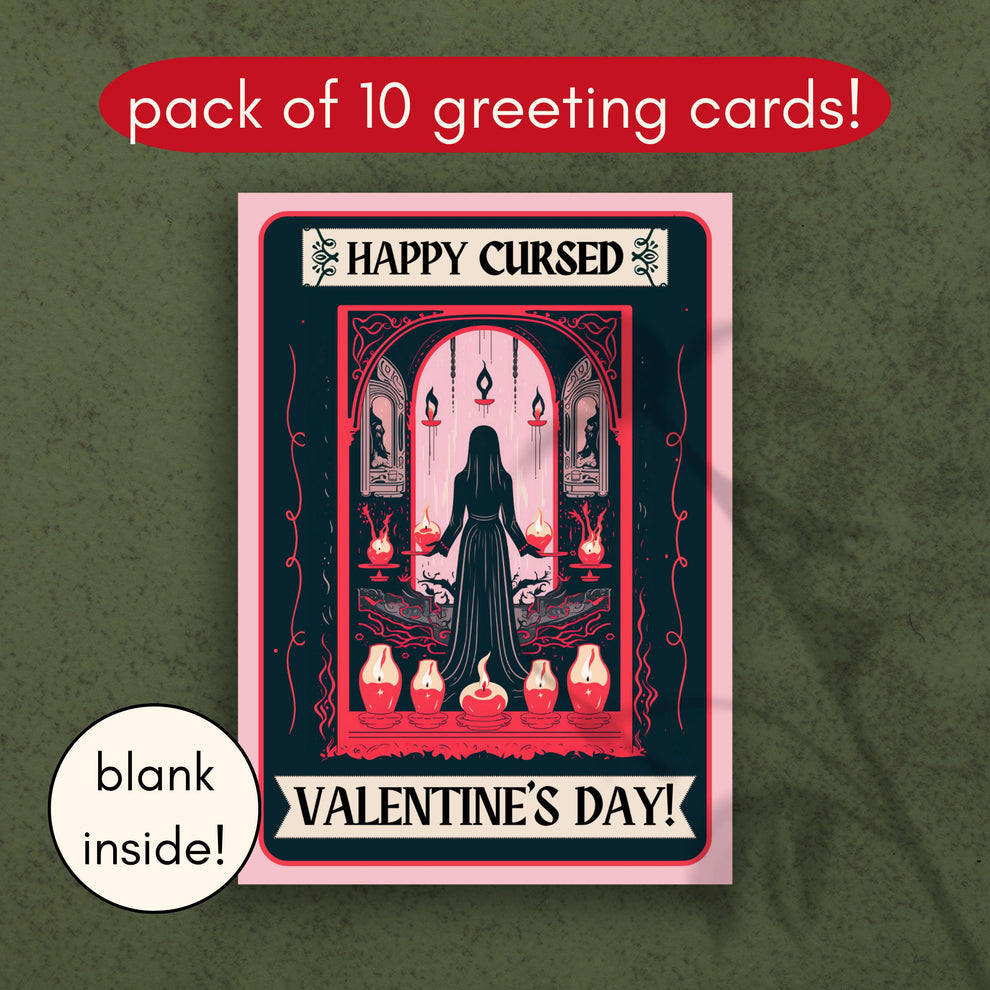 Happy Cursed Valentines Day Greeting Cards - Cursed Valentines For Friends Gothic Valentines Day Cards Pack of 10 (5x7") Cards