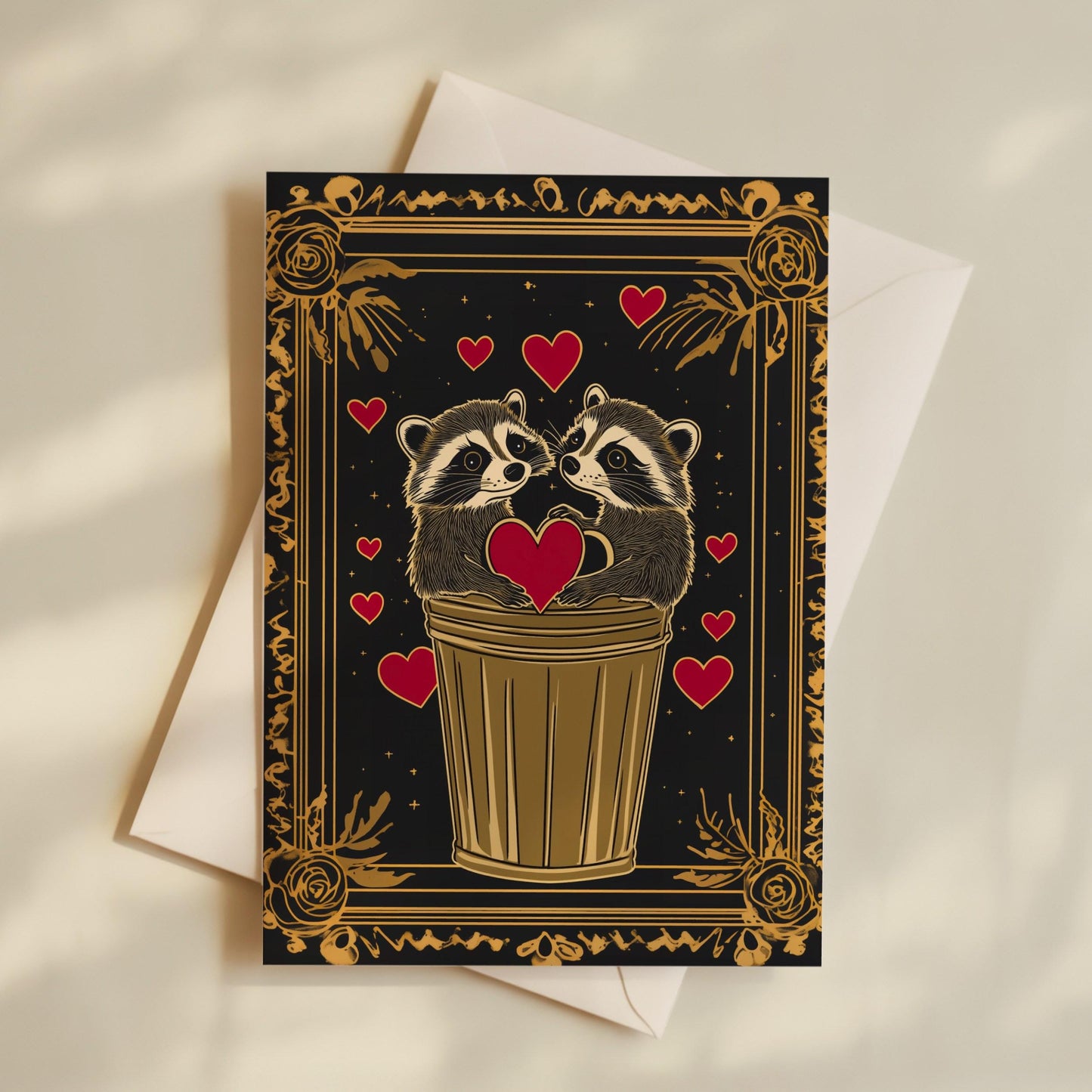 Raccoon Valentine’s Day Cards – Trash Panda Valentines Funny Animal Greeting Cards Pack of 10 (5x7") Cards