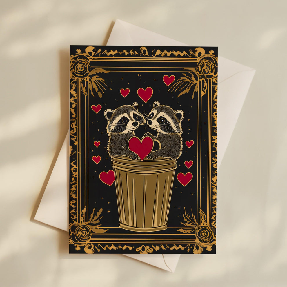 Raccoon Valentine’s Day Cards – Trash Panda Valentines Funny Animal Greeting Cards Pack of 10 (5x7") Cards