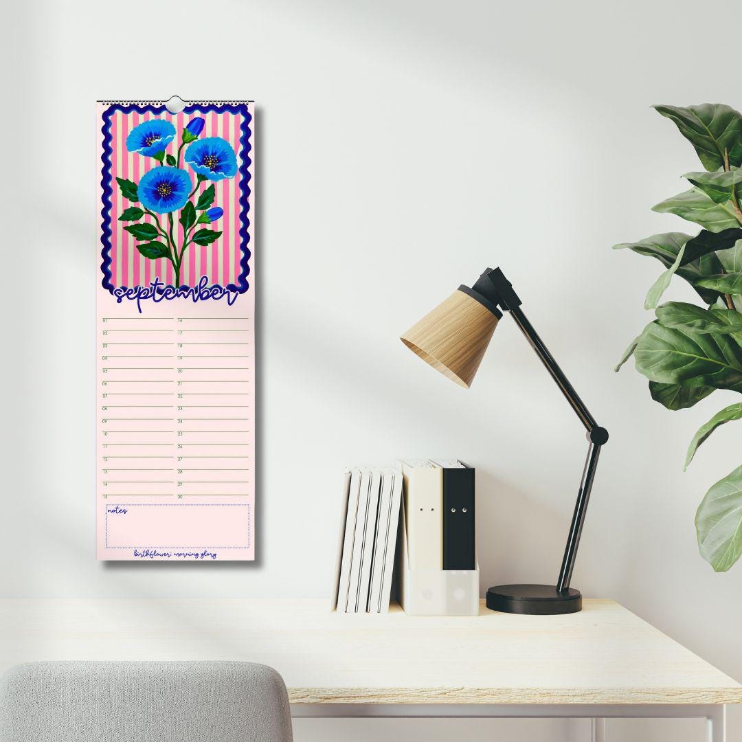 Birthflower Perpetual Calendar - Colorful Forever Calendar, Birthday Calendar Date Organizer Undated Calendar for Special Dates