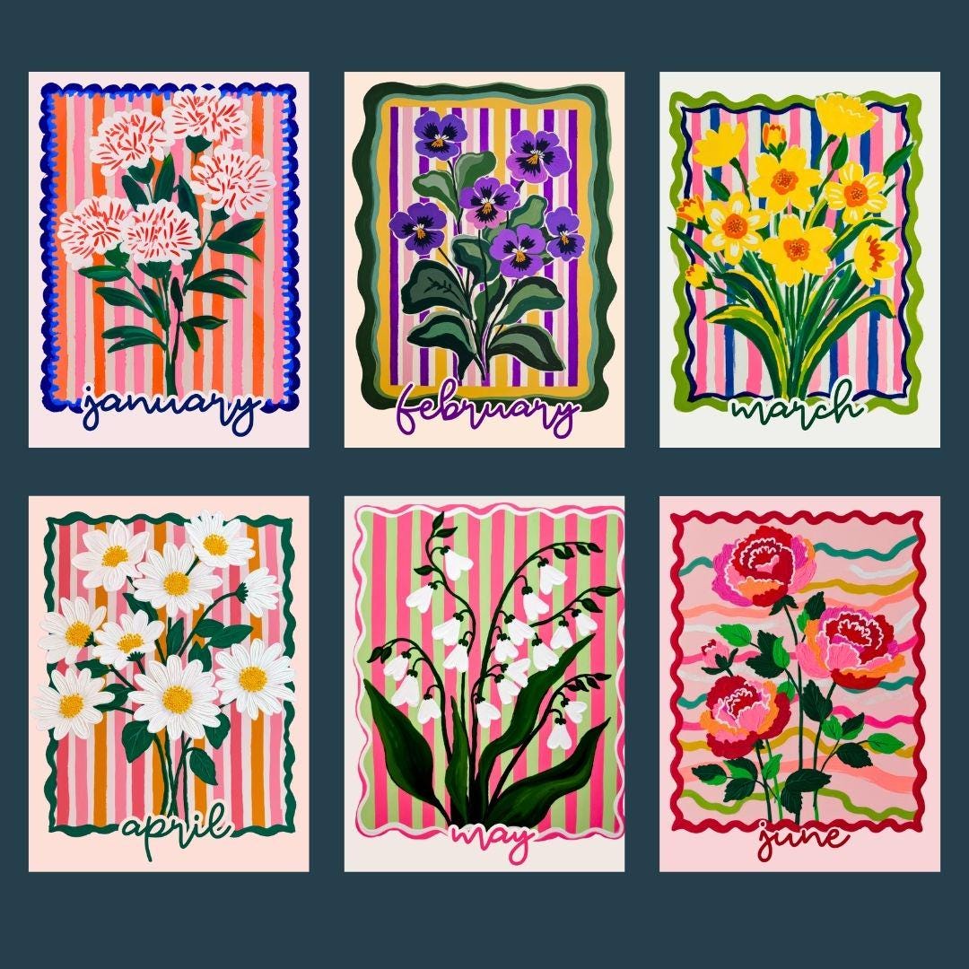 Birthflower Perpetual Calendar - Colorful Forever Calendar, Birthday Calendar Date Organizer Undated Calendar for Special Dates