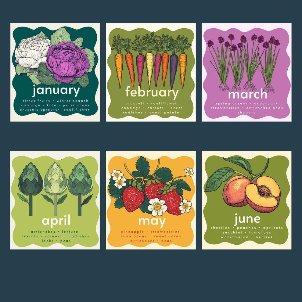 Seasonal Produce Perpetual Calendar – Date Book Colorful Forever Calendar, Birthday Calendar Date Organizer Undated Calendar Special Dates