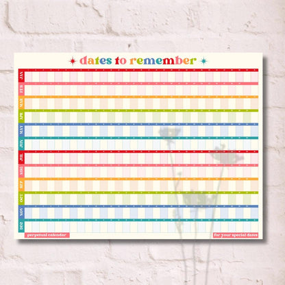 2026 One Page Perpetual Calendar - Large Undated Poster Planner Yearly Wall Calendar Year At A Glance Dateless Birthday Calendar