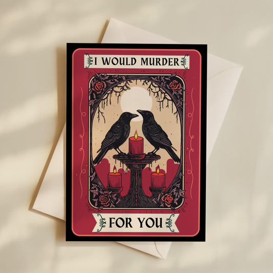 Gothic Valentine's Day Cards Pack of 10 - Alternative Dark Goth Valentines - because a group of crows is called a "murder of crows"