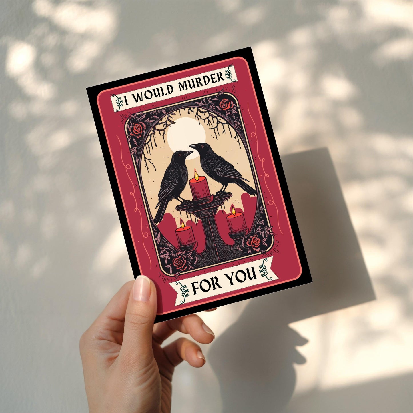 Gothic Valentine's Day Cards Pack of 10 - Alternative Dark Goth Valentines - because a group of crows is called a "murder of crows"