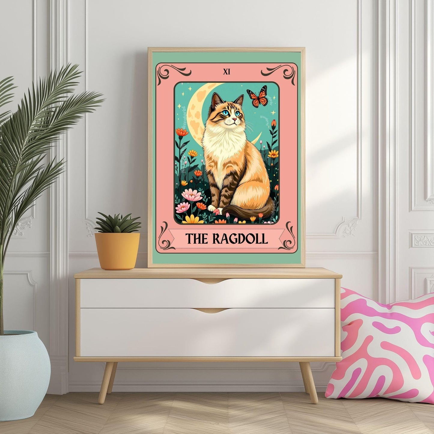 The Ragdoll Cat Tarot Card - Gift For Cat Lovers Ragdoll Wall Art Witchy Cat Wall Decor