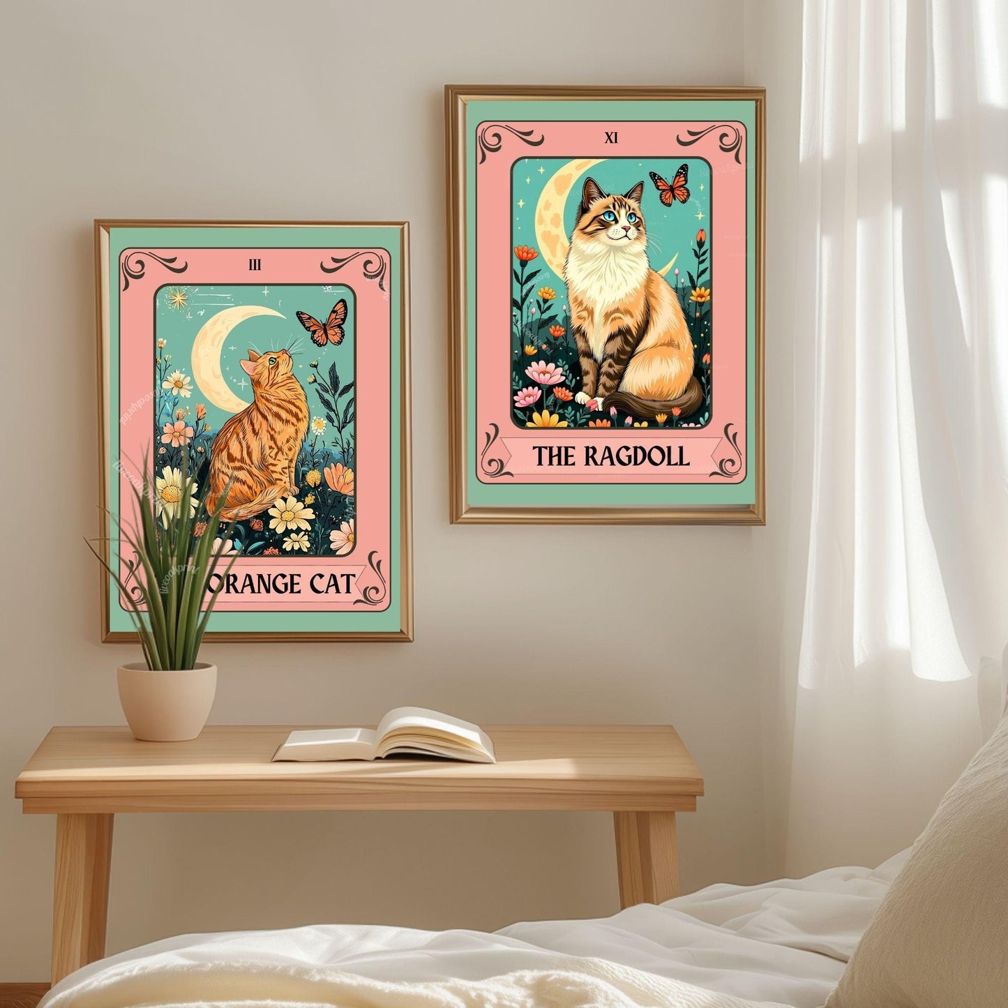 The Ragdoll Cat Tarot Card - Gift For Cat Lovers Ragdoll Wall Art Witchy Cat Wall Decor