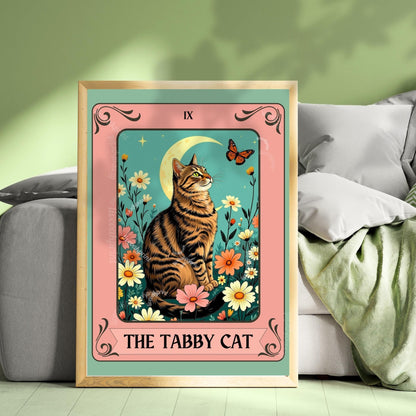 Cat Tarot Wall Art – Unique Cat Lover Gift, Mystical Boho Print Choose Your Cat (Unframed)