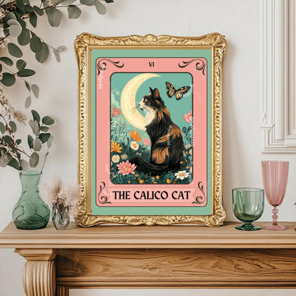 Cat Tarot Wall Art – Unique Cat Lover Gift, Mystical Boho Print Choose Your Cat (Unframed)