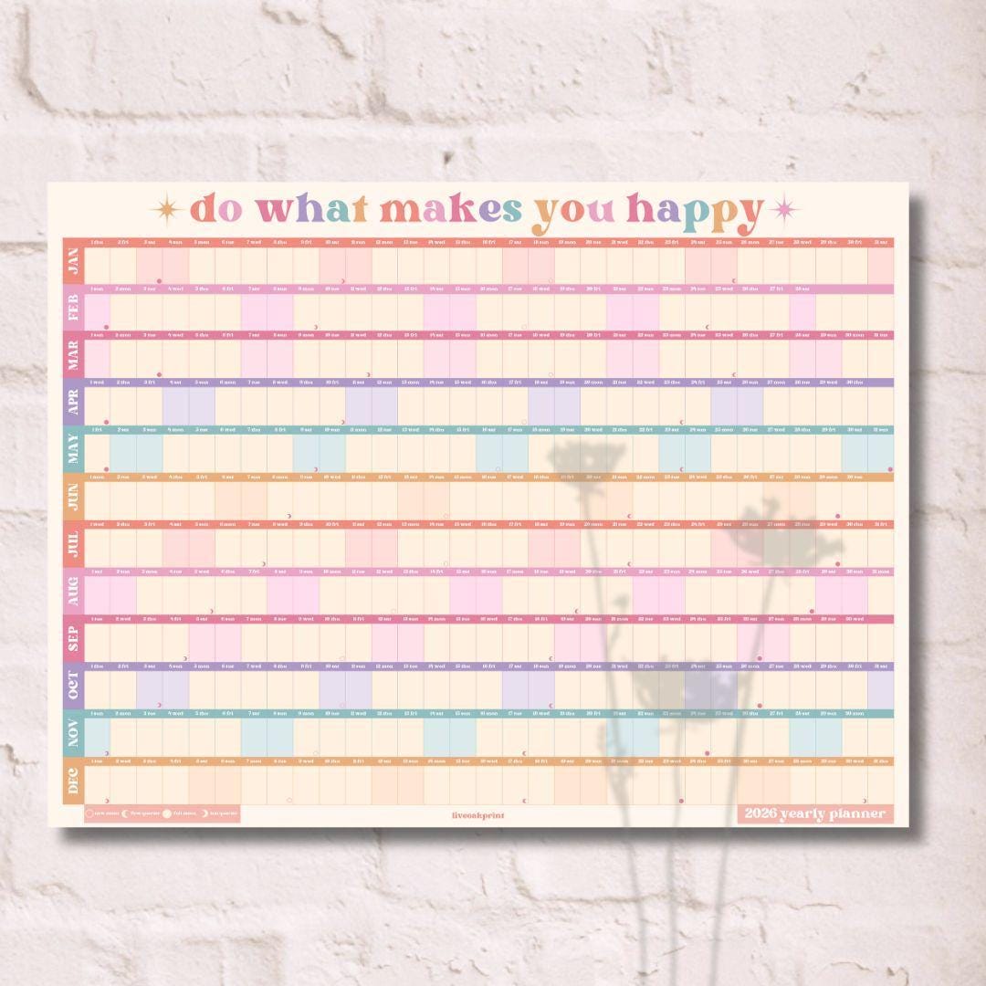 2026 Wall Planner Calendar – One Page Yearly Wall Calendar Poster, Large Year at a Glance Wall Planner